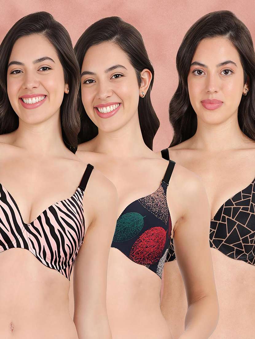 pack of 3 printed bra combos