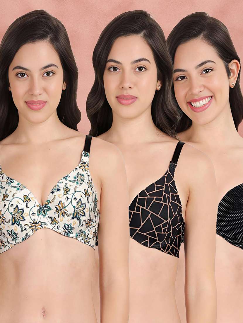 pack of 3 printed bra combos