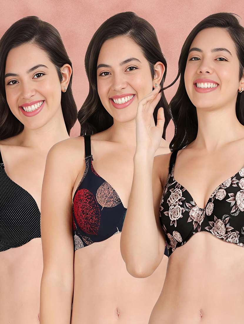 pack of 3 printed bra combos