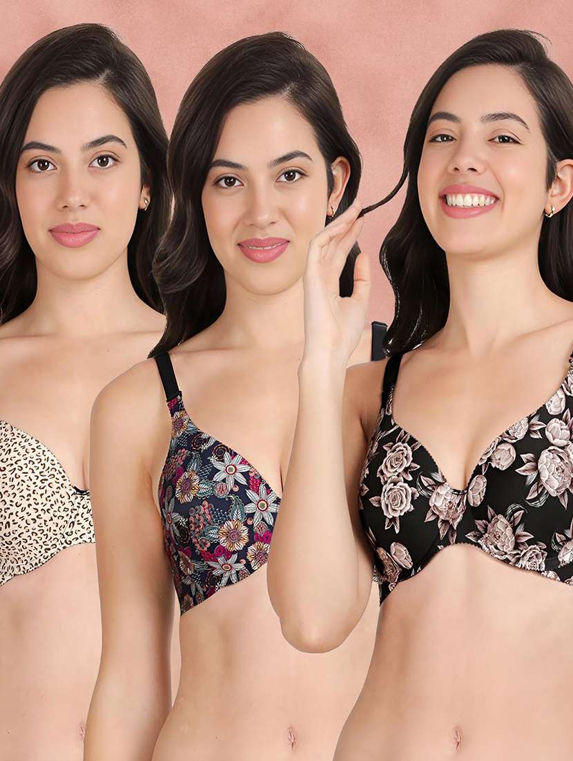 pack of 3 printed bra combos