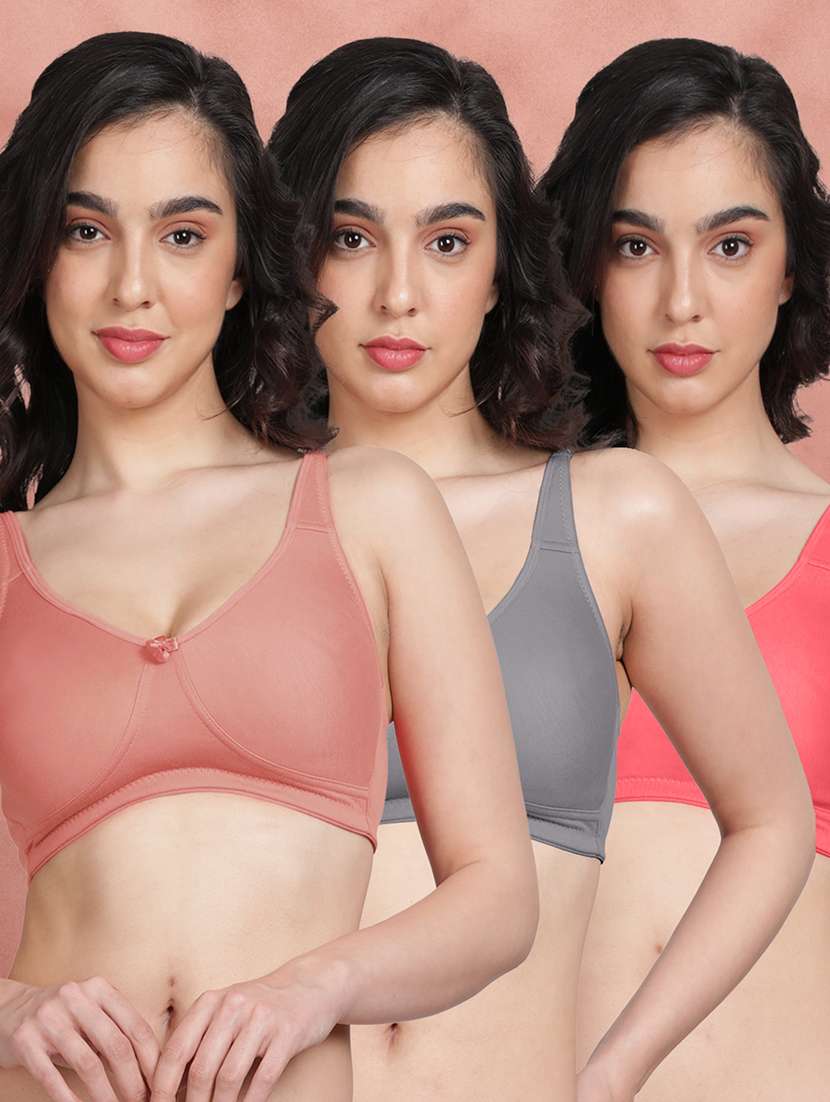 women pack of 3 solid regular bra 