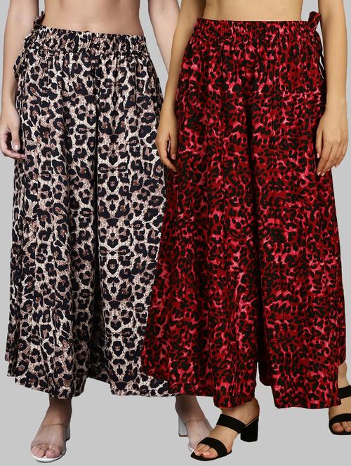 women multicolored printed set of 2 flared palazzo - 21389038 - Standard Image - 0