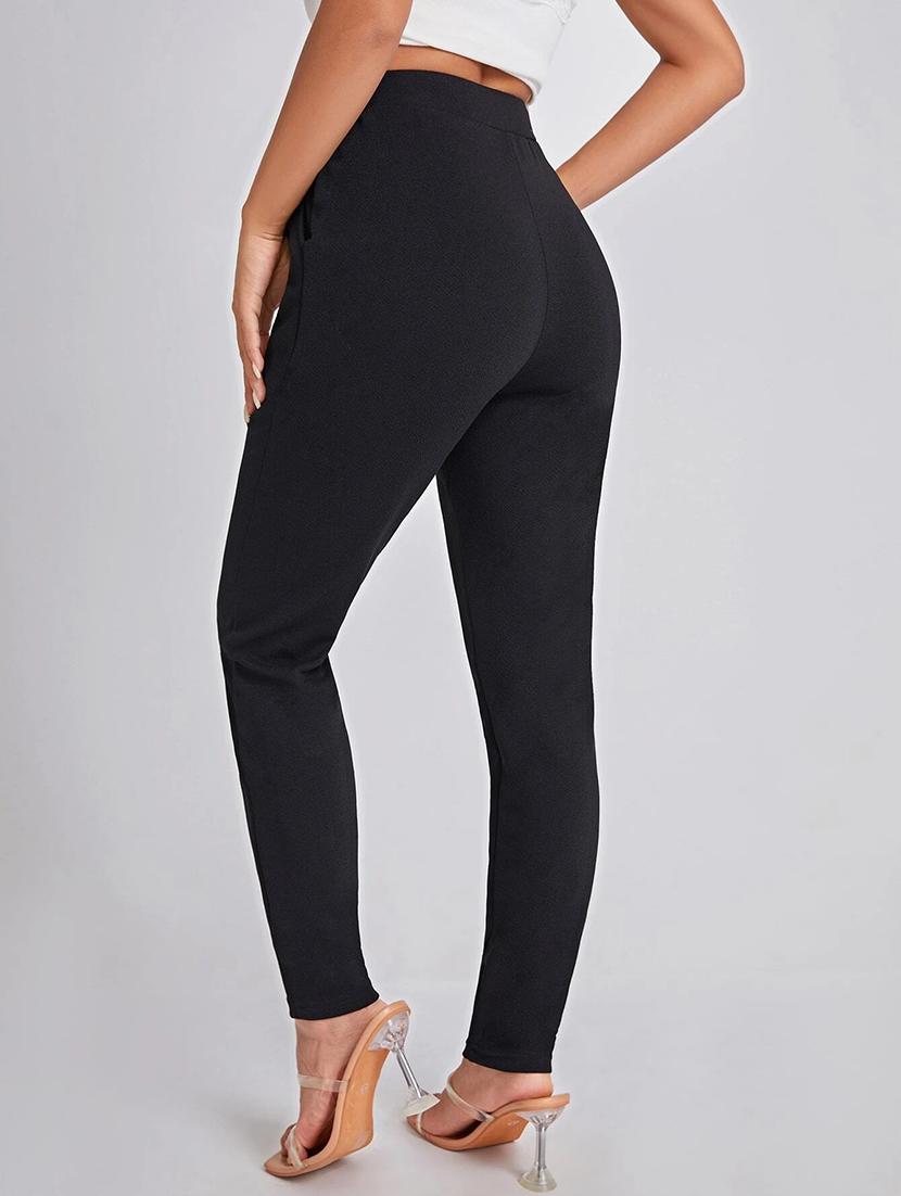 women mid-rise solid cigarette pants trouser - 21389056 - Standard Image - 3