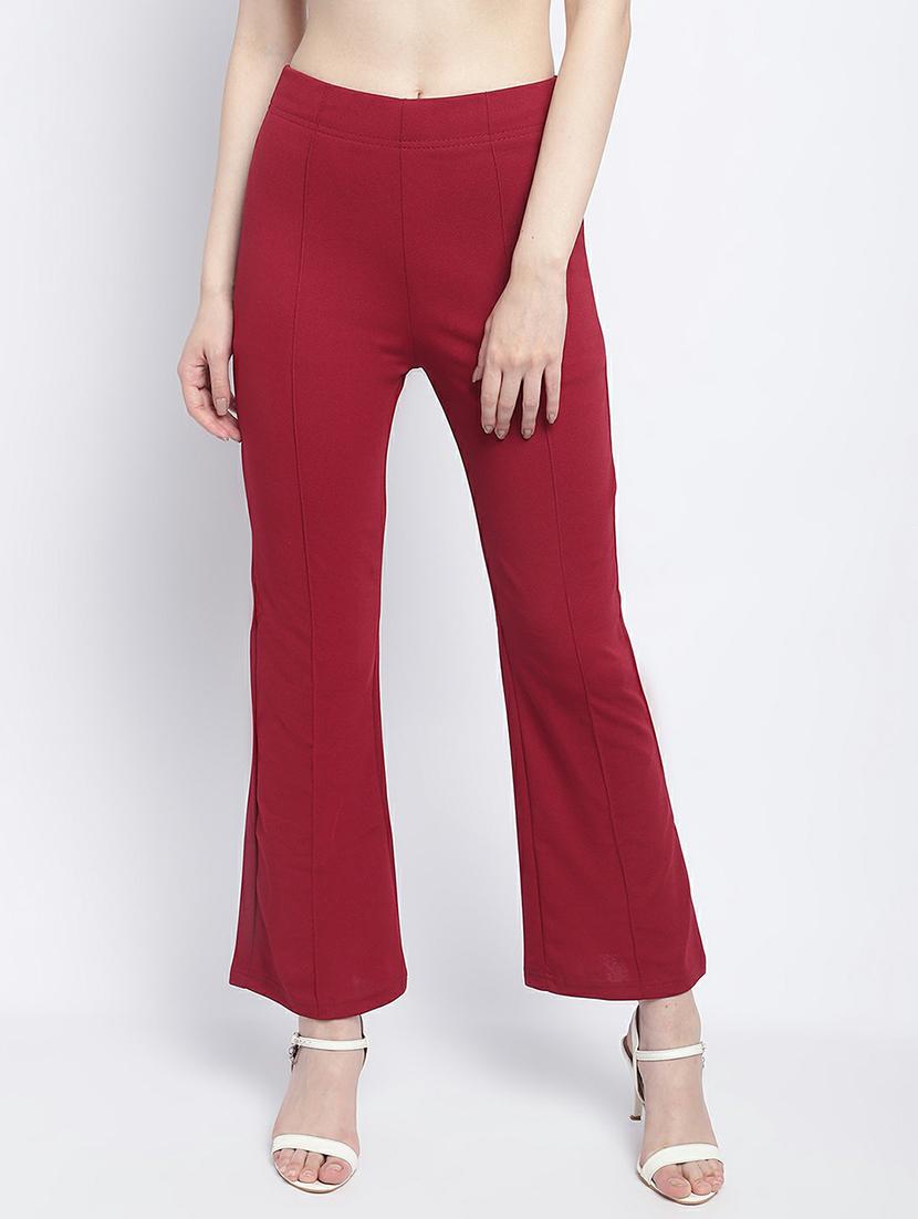 women maroon lycra bootcut trouser - 21389086 -  Zoom Image - 0