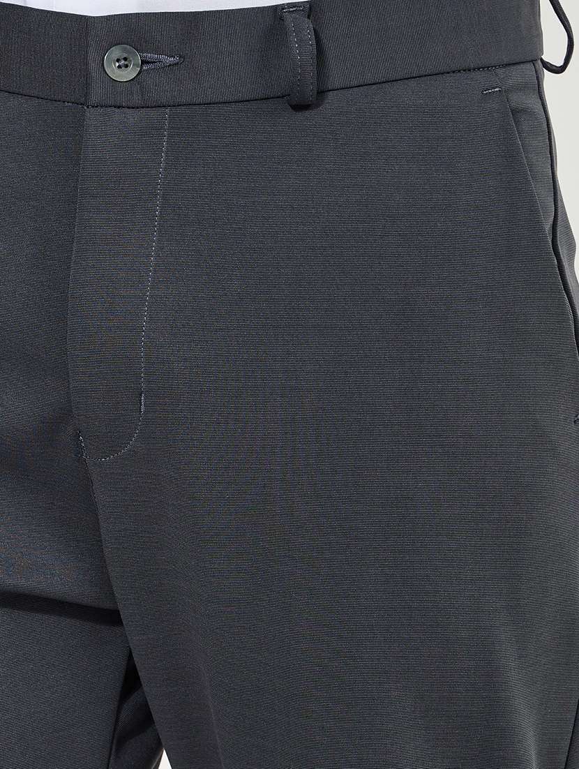 men mid-rise solid flat front casual trouser - 21389691 -  Standard Image - 3