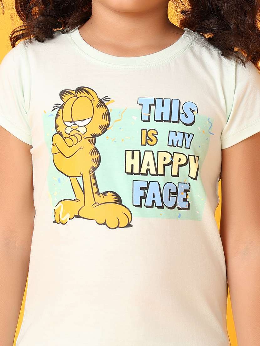 girls front printed round neck tee - 21389795 -  Standard Image - 5