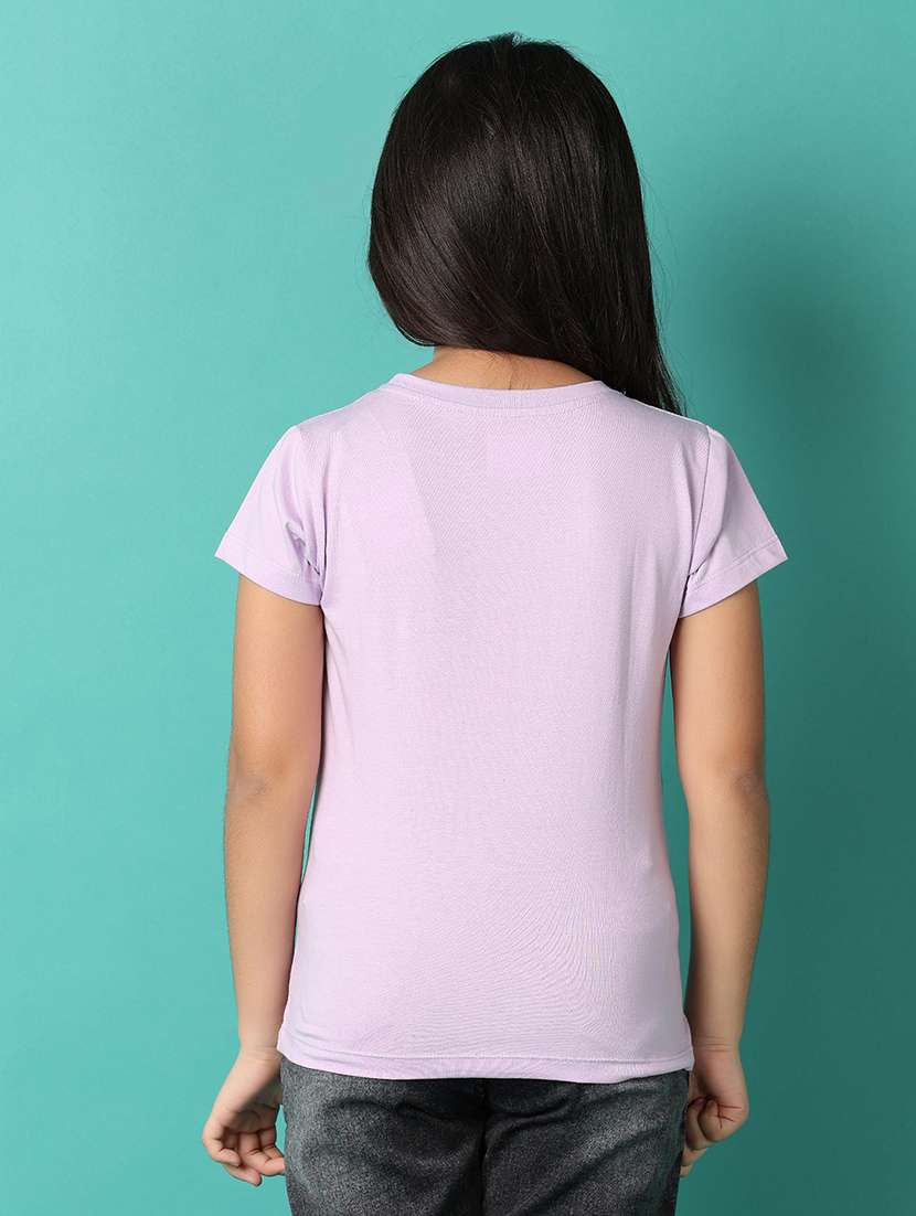 girls round neck front printed regular tee - 21389796 -  Standard Image - 3