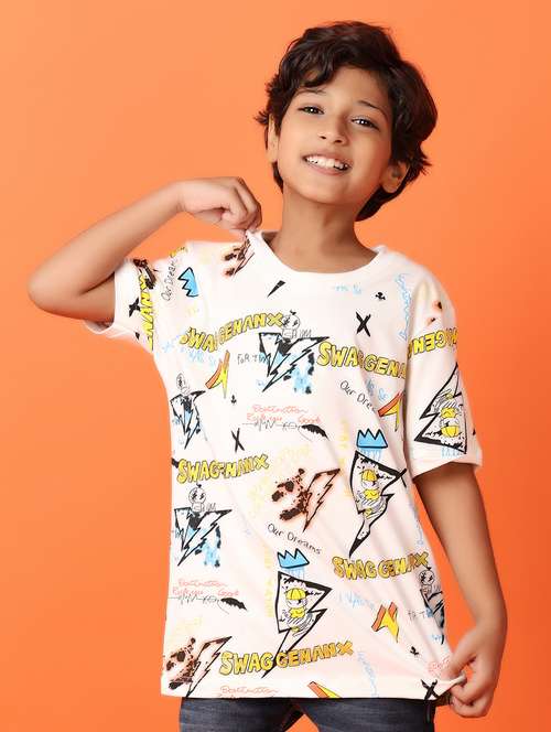 boys white printed cotton t-shirt - 21389892 -  Standard Image - 0