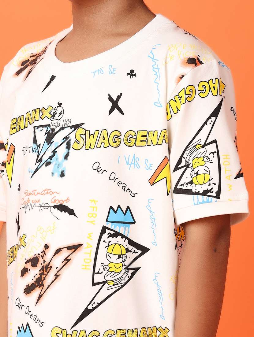 boys white printed cotton t-shirt - 21389892 -  Standard Image - 5