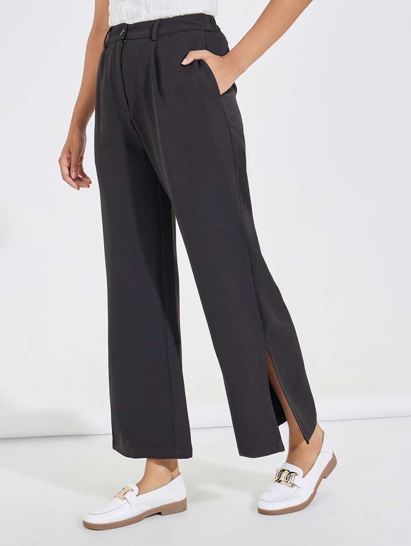 women black polyester wide leg trouser - 21390747 - Zoom Image - 0