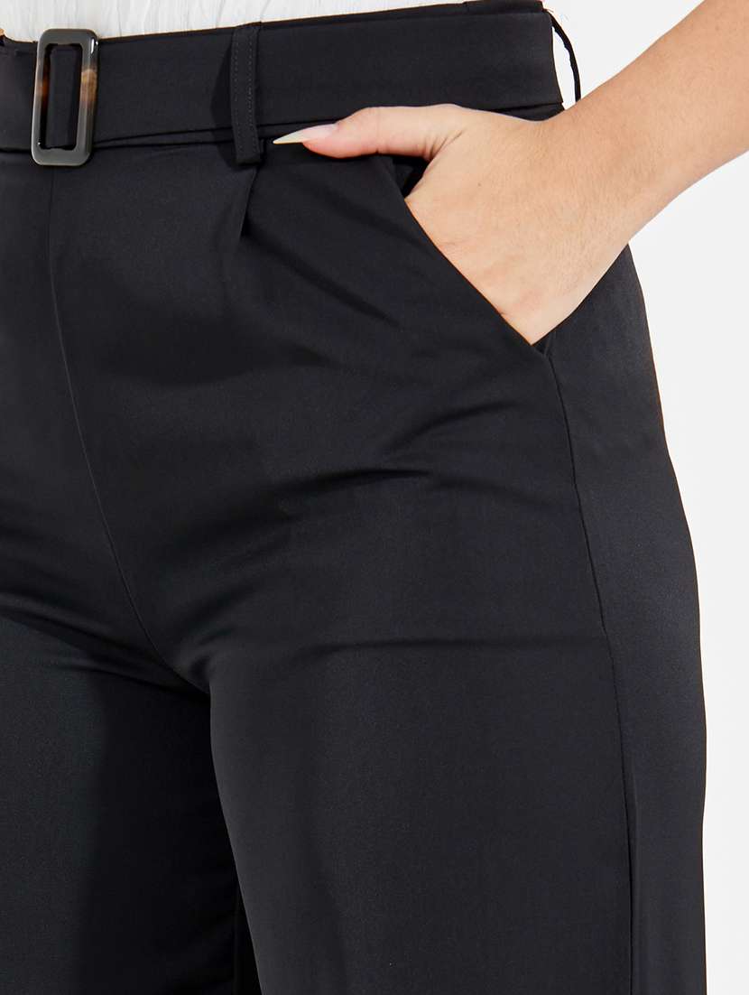 women black polyester wide leg trouser - 21390749 -  Standard Image - 3