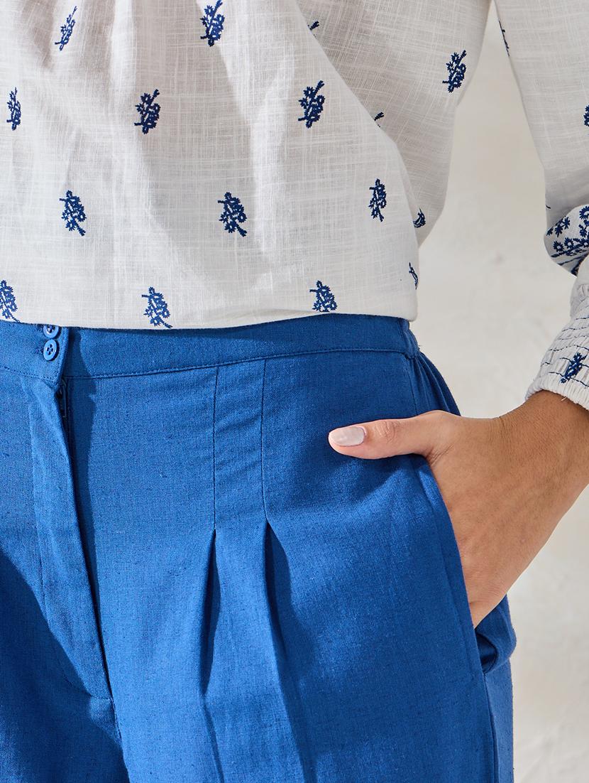 women solid mid rise wide leg trouser - 21390751 - Standard Image - 3