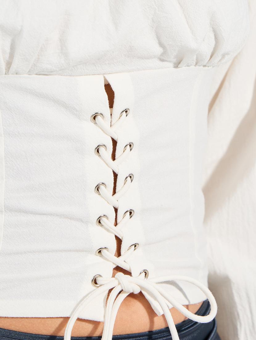 women white cotton blouson top - 21390762 - Standard Image - 3