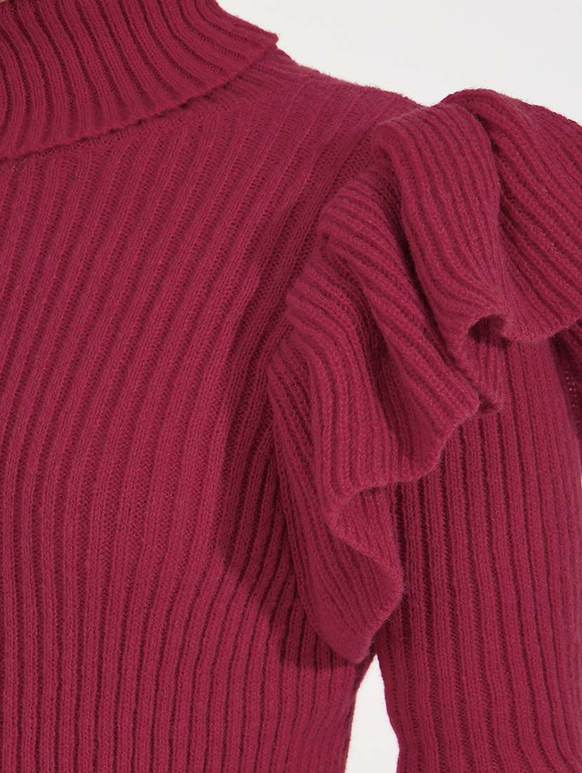 women pink solid turtle neck pullover - 21390824 -  Standard Image - 3