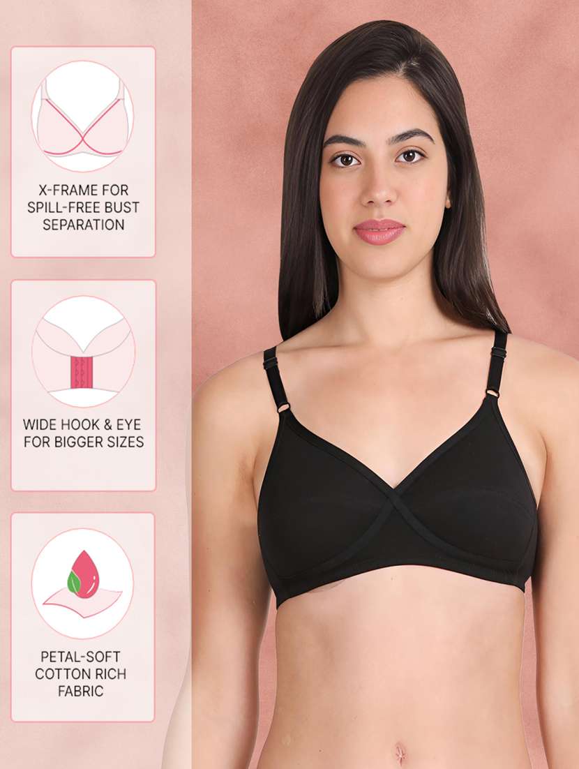 pack of 2 women solid cotton regular bra - 21391060 - Standard Image - 3