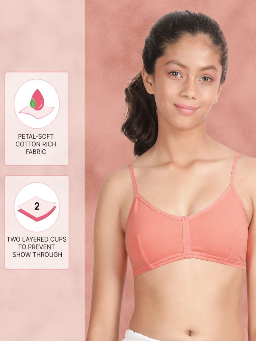 pink cotton regular bra - 21391072 - Standard Image - 3