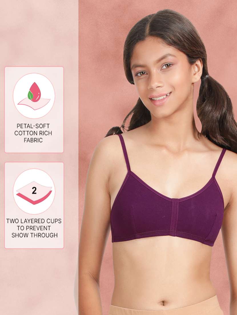 purple cotton regular bra - 21391073 - Standard Image - 3
