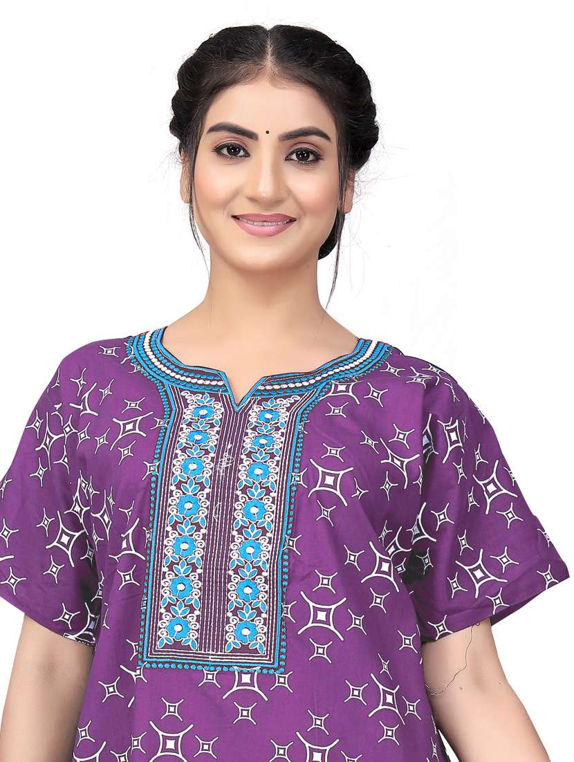 women purple cotton nighty  - 21391081 -  Standard Image - 3