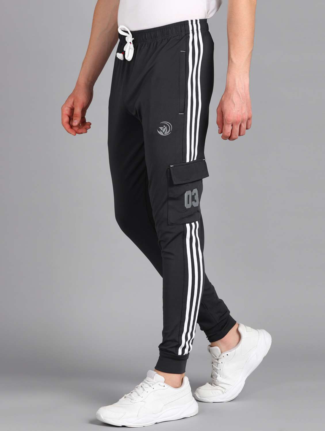 men mid rise side taped joggers 