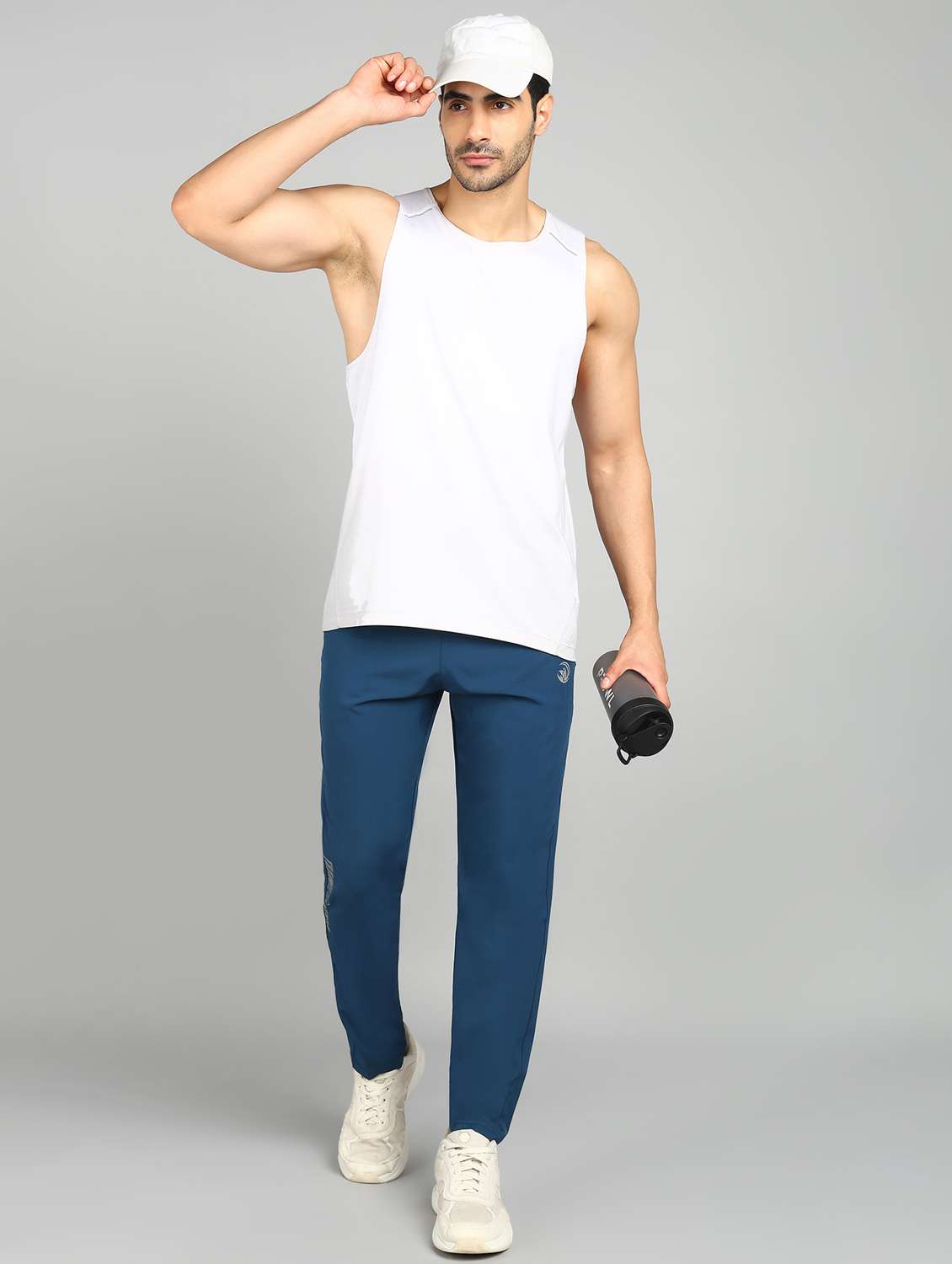 men blue polyester full length track pant - 21391175 - Standard Image - 3