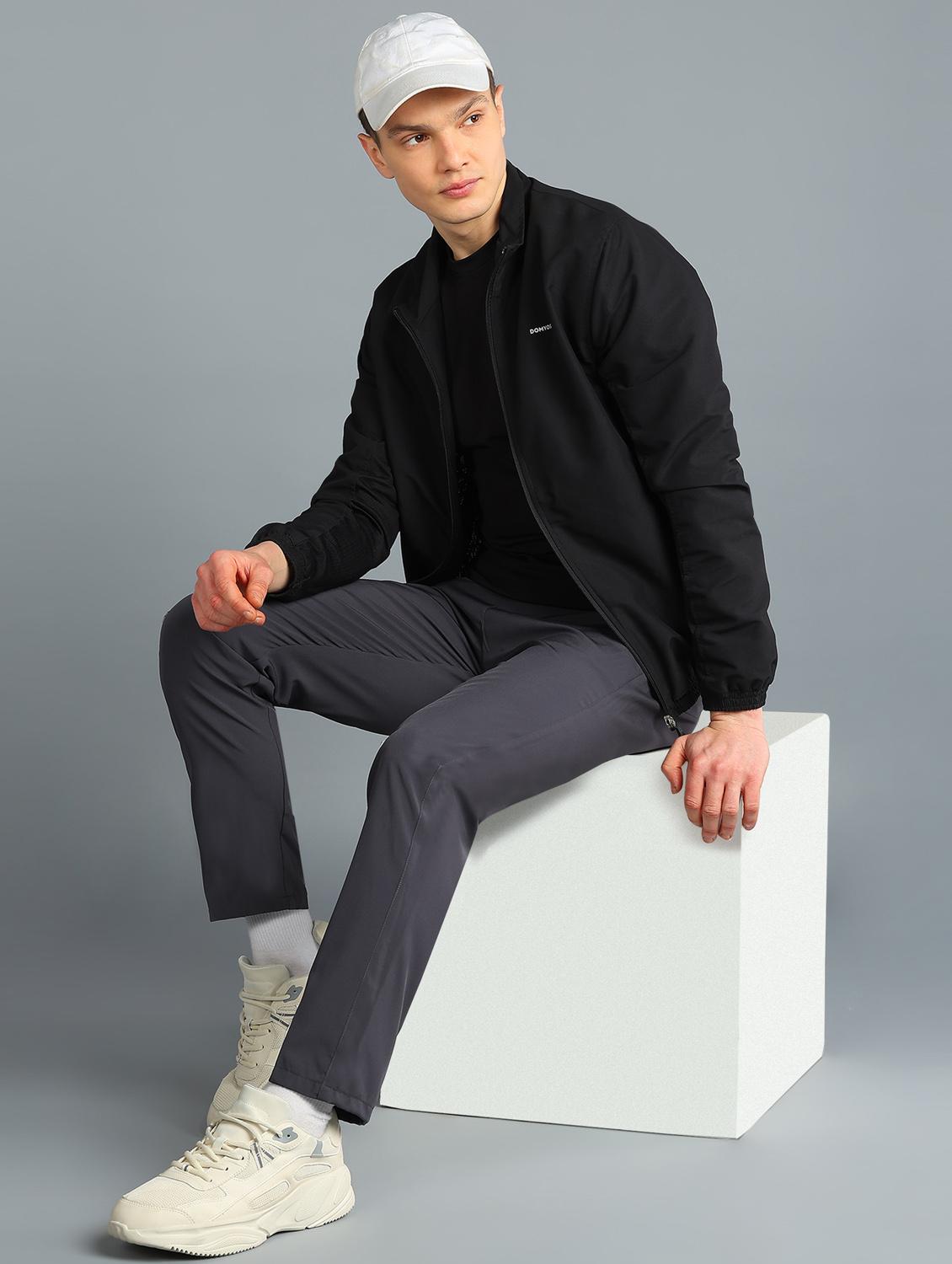 men grey polyester full length track pant - 21391183 - Standard Image - 3