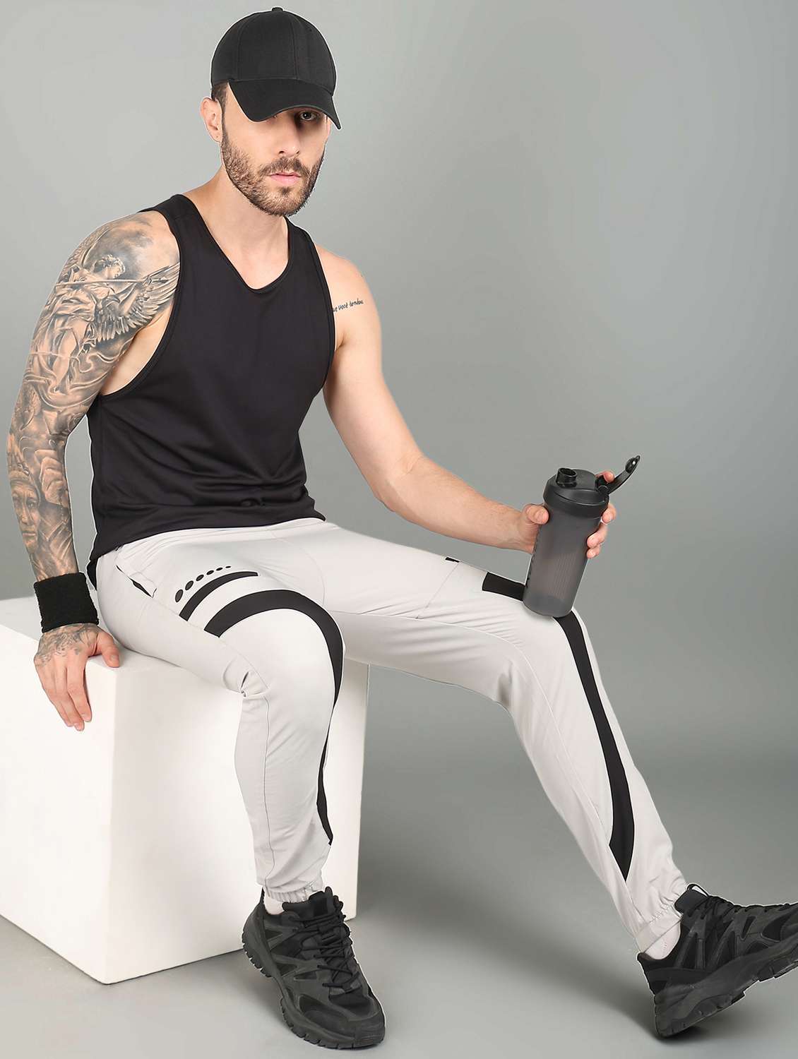 men off white polyester full length track pant - 21391190 -  Standard Image - 3