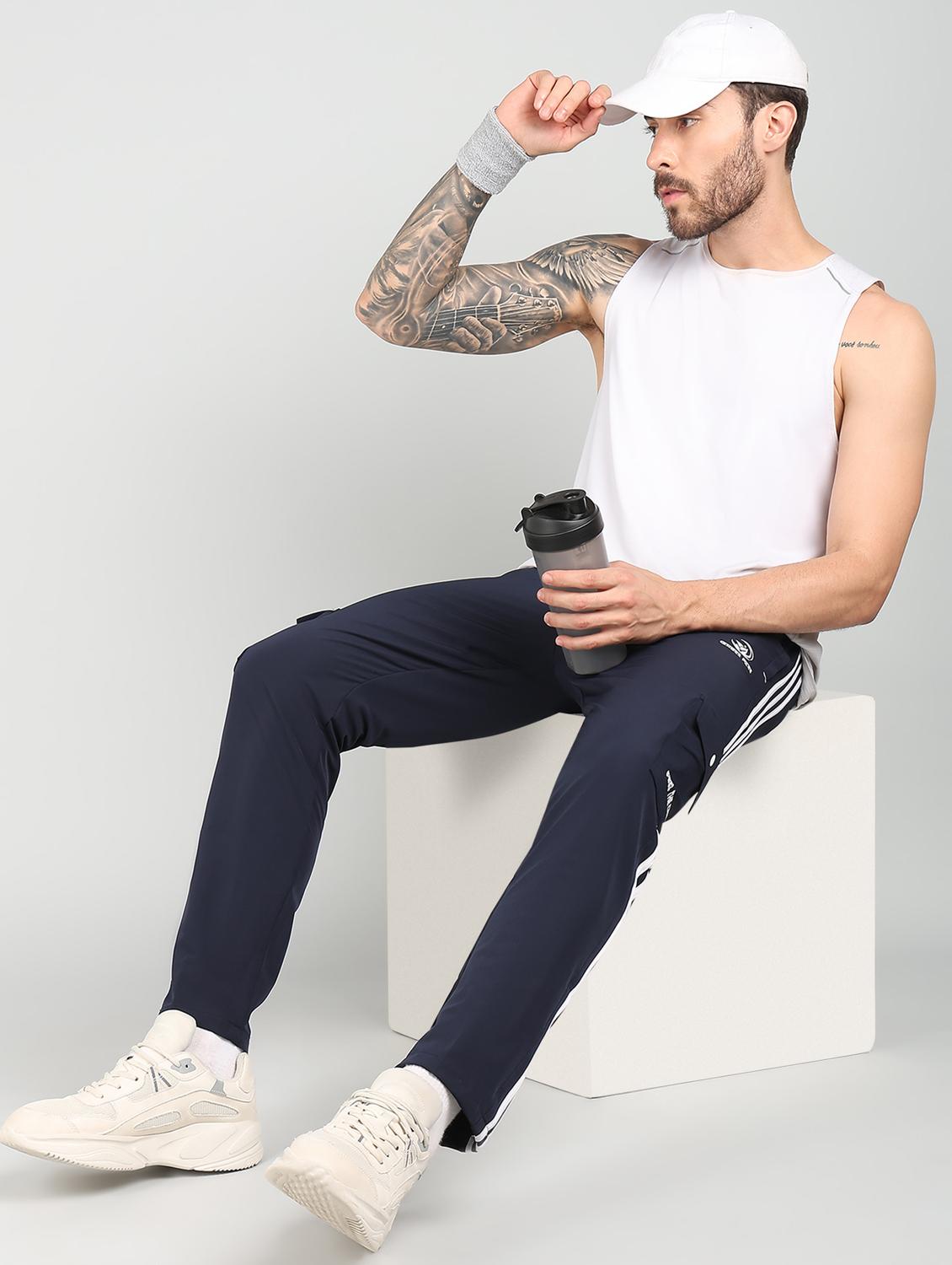 men mid rise side taped full length track pant - 21391200 - Standard Image - 3