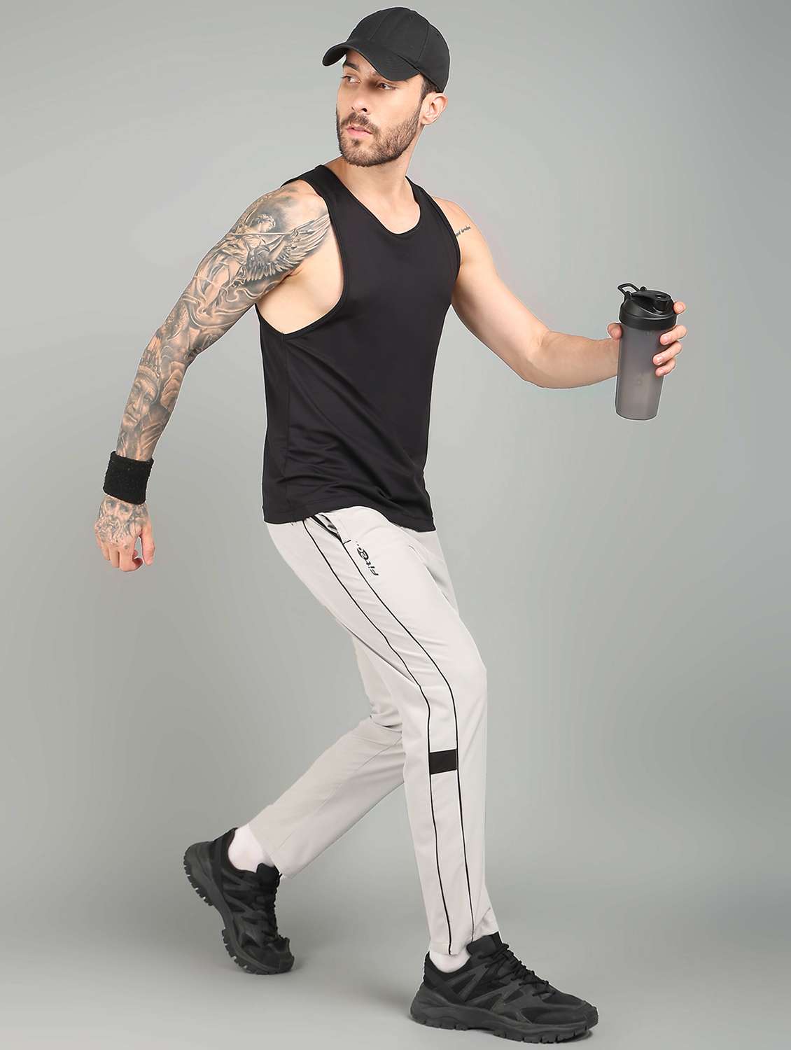 men mid rise side taped full length track pant - 21391205 -  Standard Image - 3