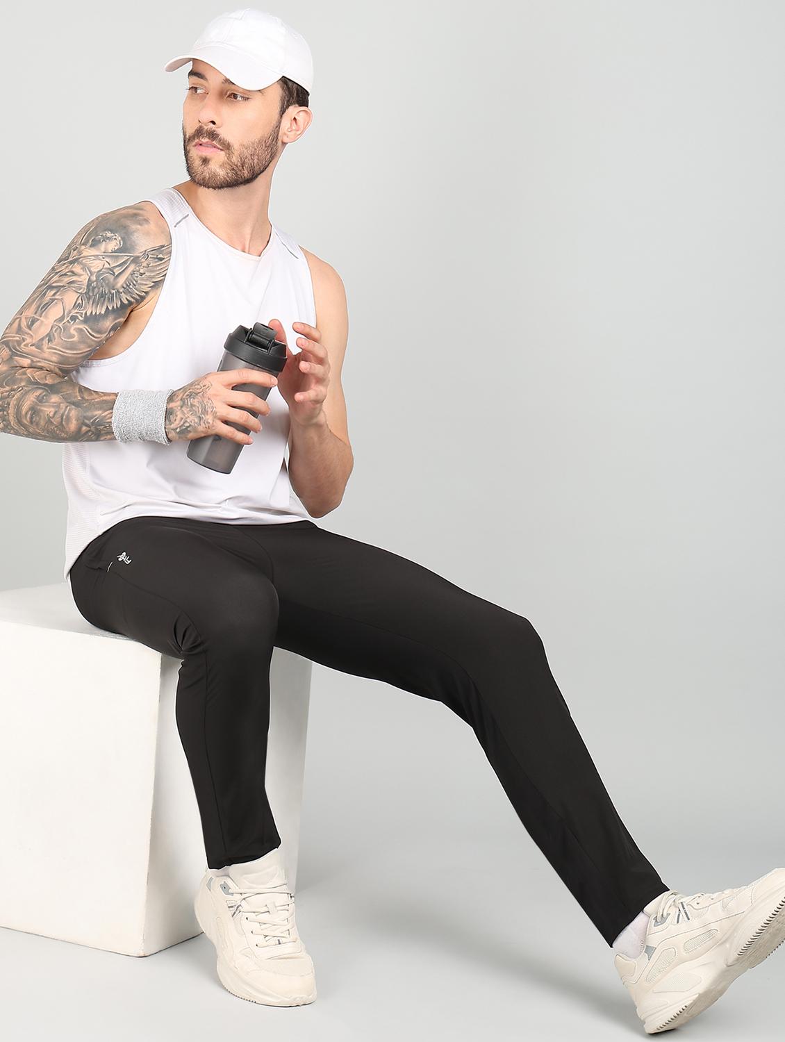 men black polyester full length track pant - 21391211 - Standard Image - 3
