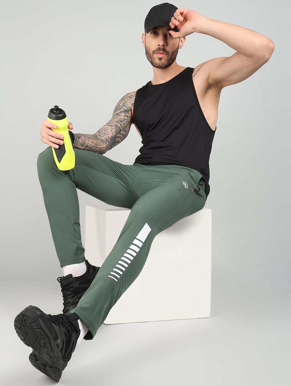 men green polyester full length track pant - 21391213 - Standard Image - 3