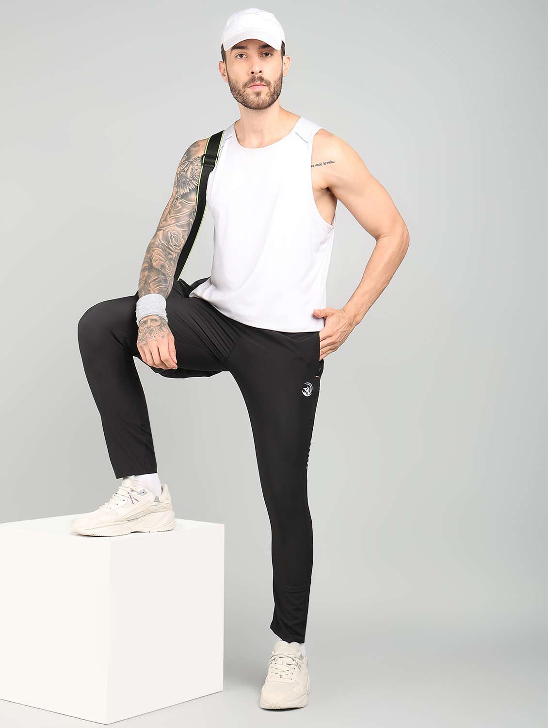men black polyester full length track pant - 21391214 - Standard Image - 3