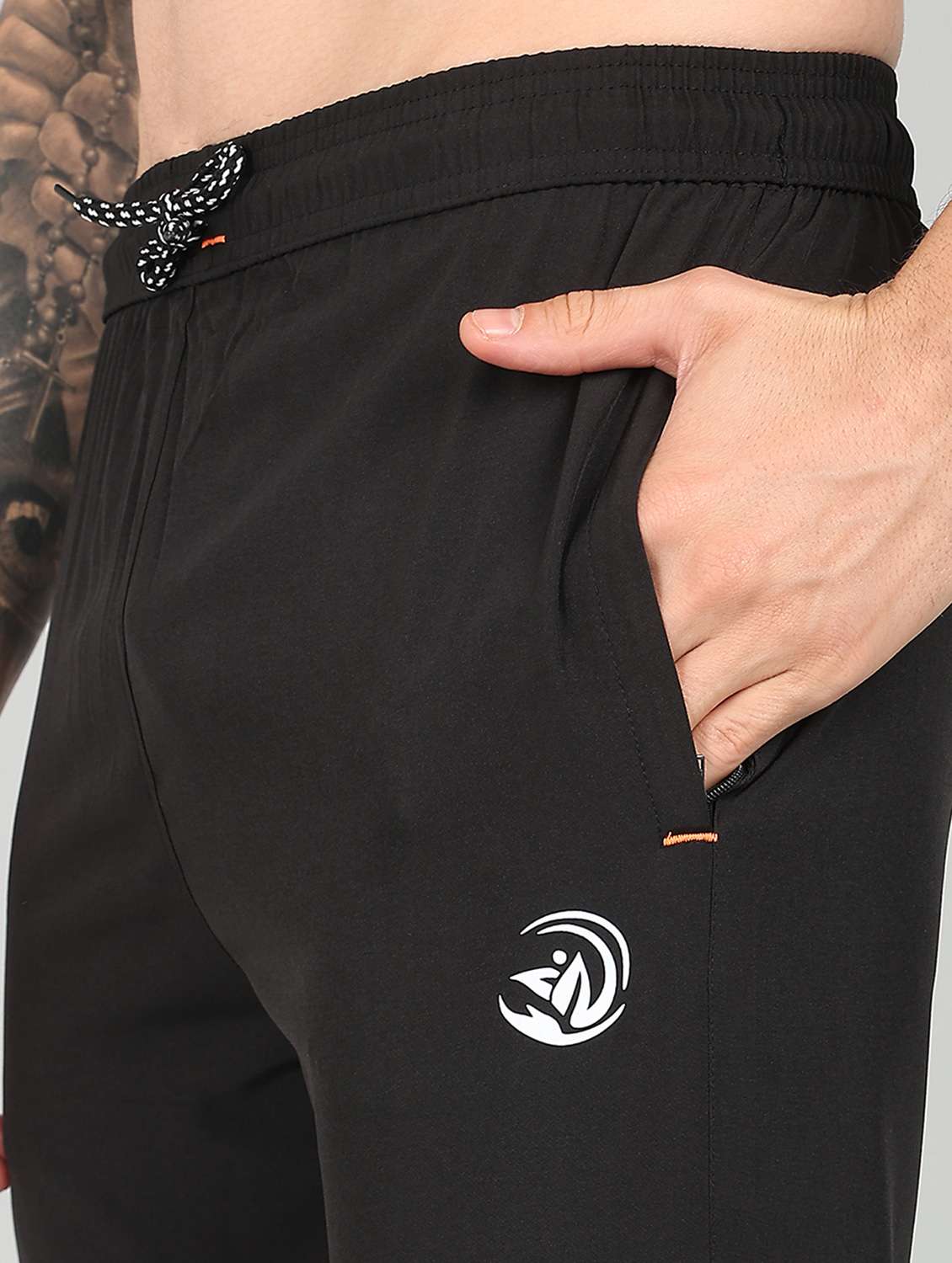 men black polyester full length track pant - 21391214 - Standard Image - 5