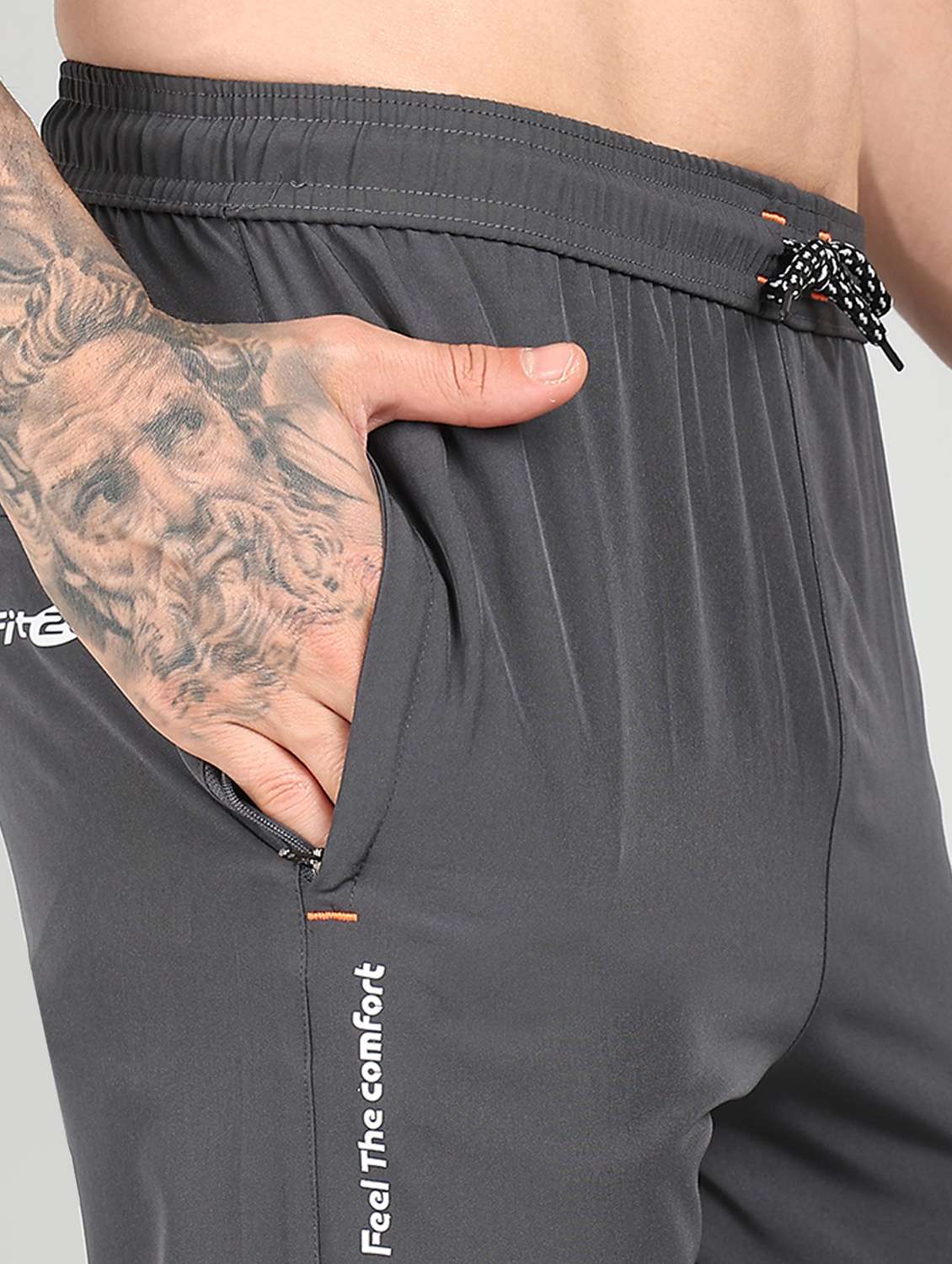 men grey polyester full length track pant - 21391215 -  Standard Image - 5