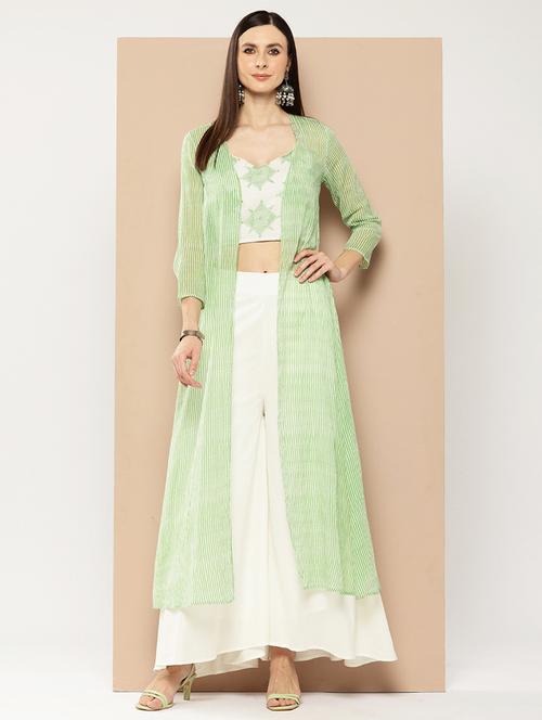 women green geometric printed fusion set - 21391249 -  Standard Image - 0