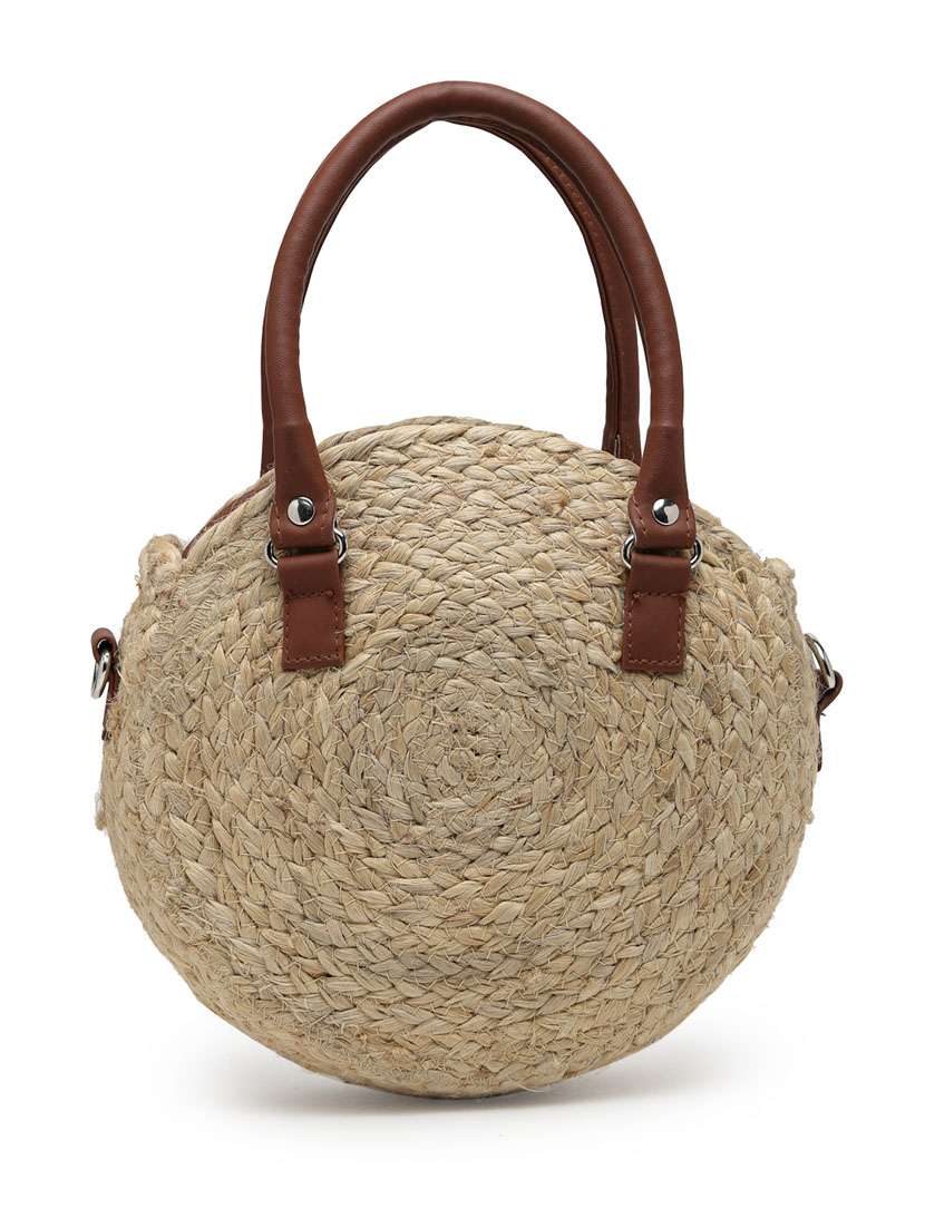 Beige Juteembroidered Handbag