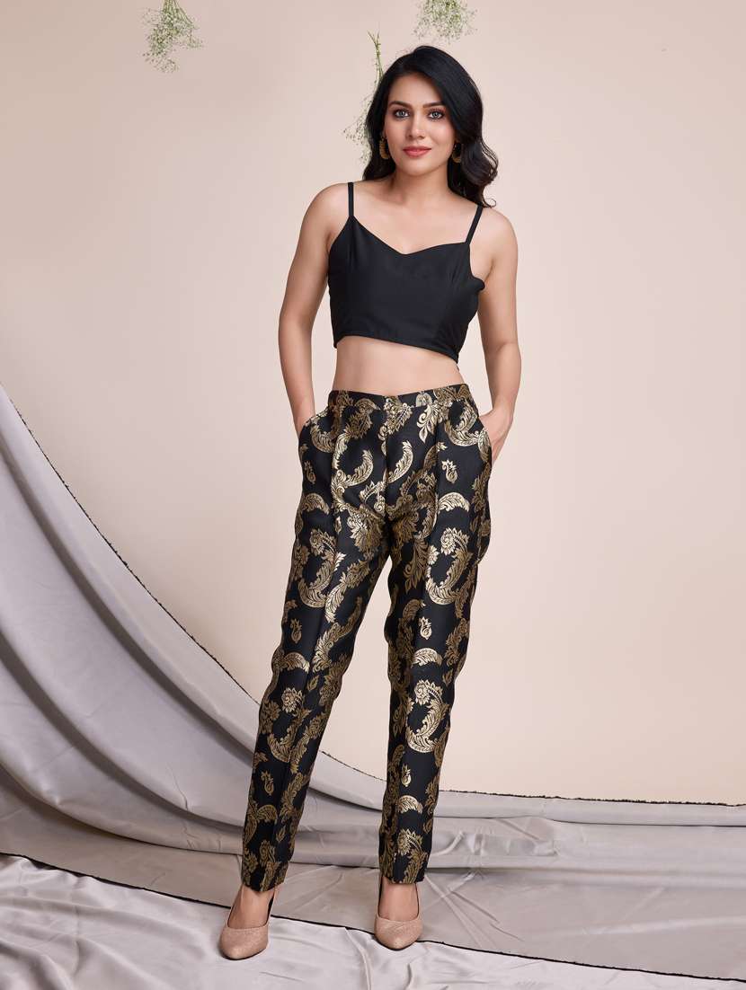 black self design ethnic co-ord set - 21391626 - Standard Image - 3