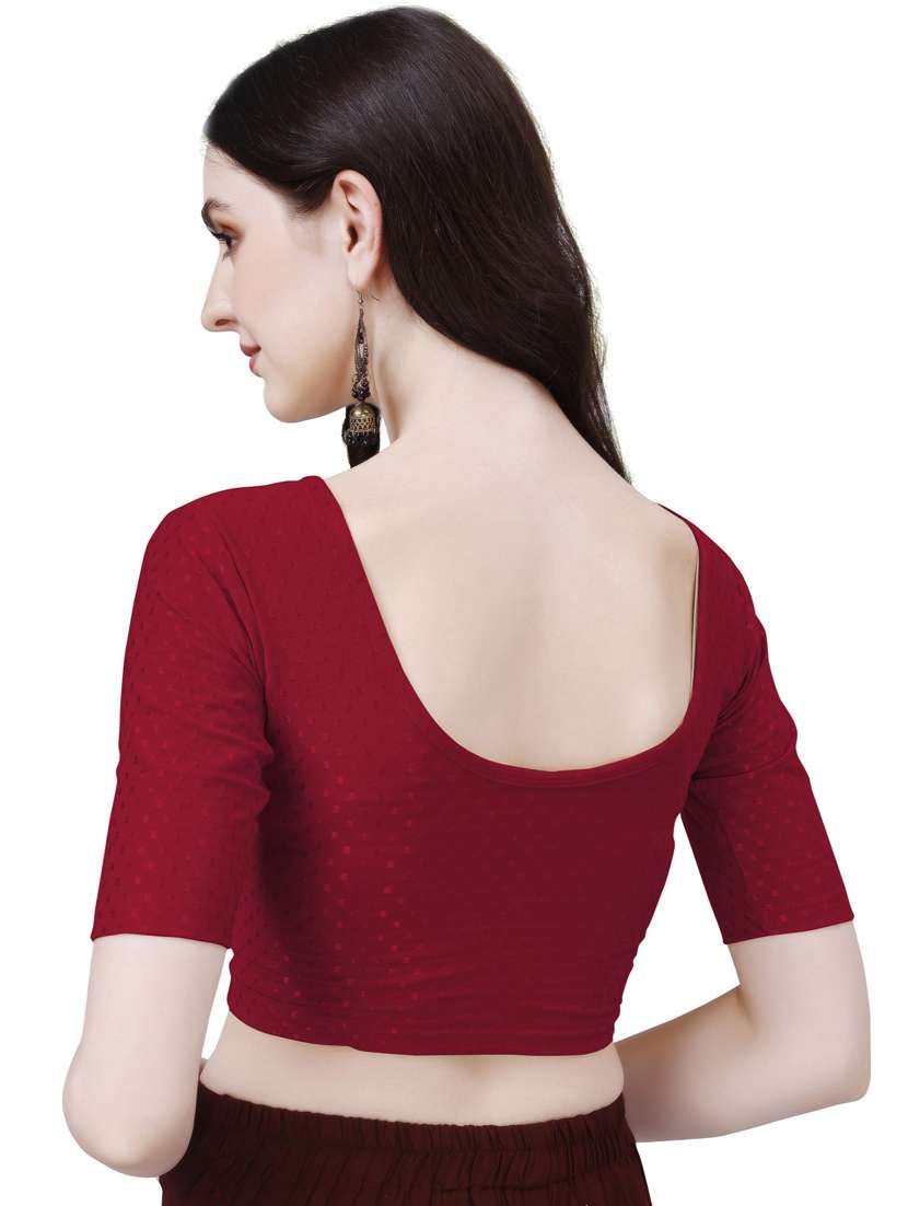 women maroon self design stitched blouse - 21391879 -  Standard Image - 3