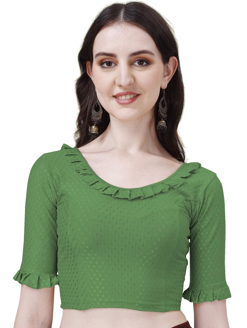 women round neck self design ruffled blouse - 21391900 - Zoom Image - 0