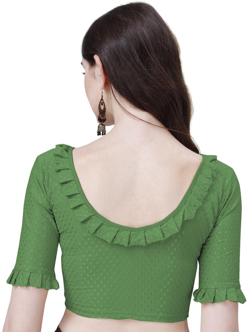 women round neck self design ruffled blouse - 21391900 - Standard Image - 3