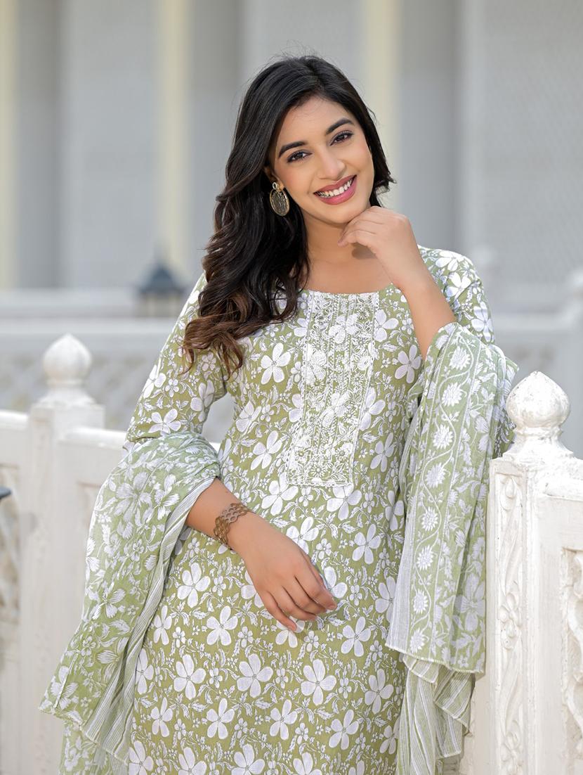 women three quarter sleeve kurta pant with dupatta set - 21391927 - Standard Image - 5