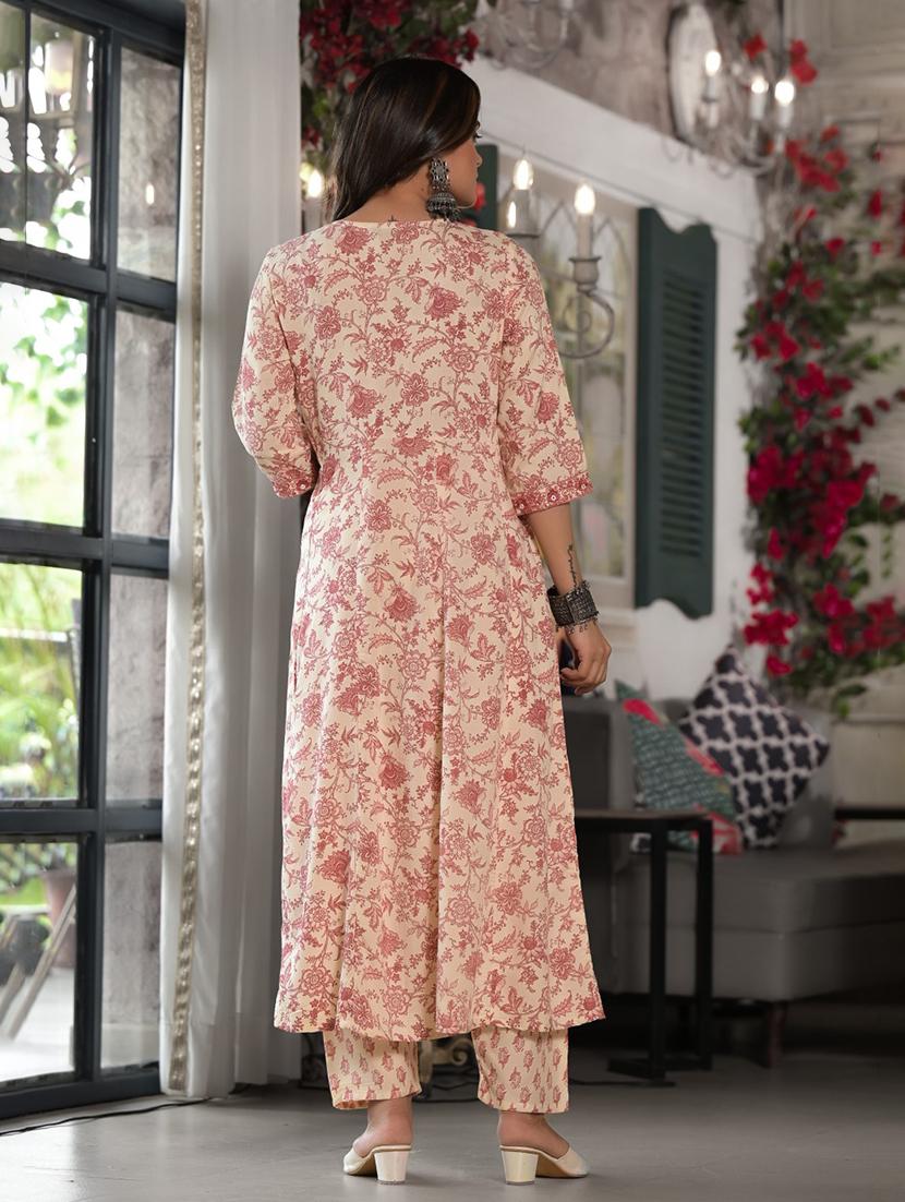 women beige floral kurta pant set with dupatta - 21391931 - Standard Image - 3