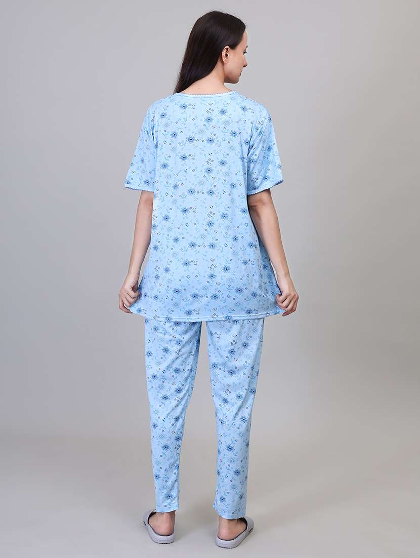 women short sleeve floral printed pyjama nightwear set - 21391963 -  Standard Image - 3
