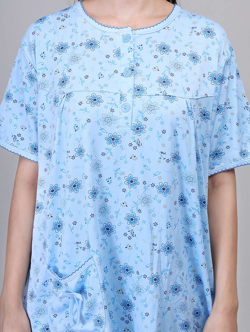 women short sleeve floral printed pyjama nightwear set - 21391963 -  Standard Image - 5