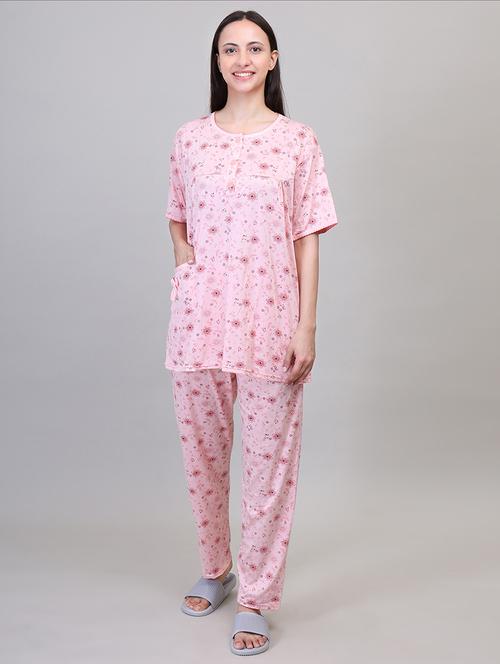 women short sleeve floral printed pyjama nightwear set - 21391964 - Standard Image - 0