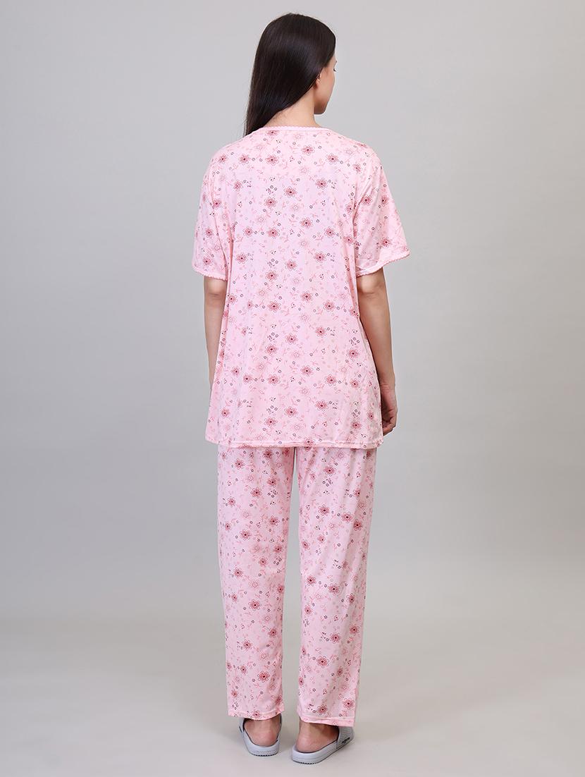 women short sleeve floral printed pyjama nightwear set - 21391964 - Standard Image - 3