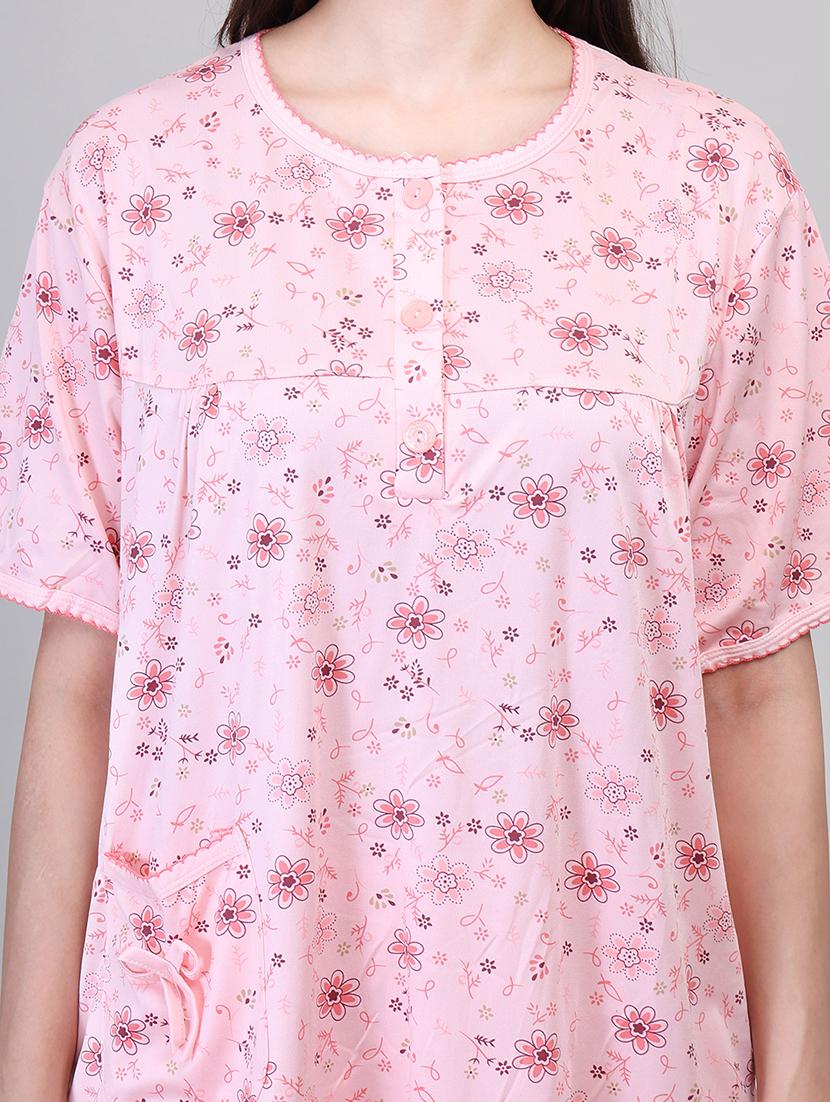 women short sleeve floral printed pyjama nightwear set - 21391964 - Standard Image - 5