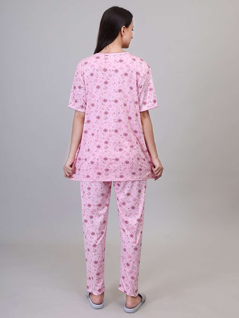 women short sleeve floral printed pyjama nightwear set - 21391965 -  Standard Image - 3