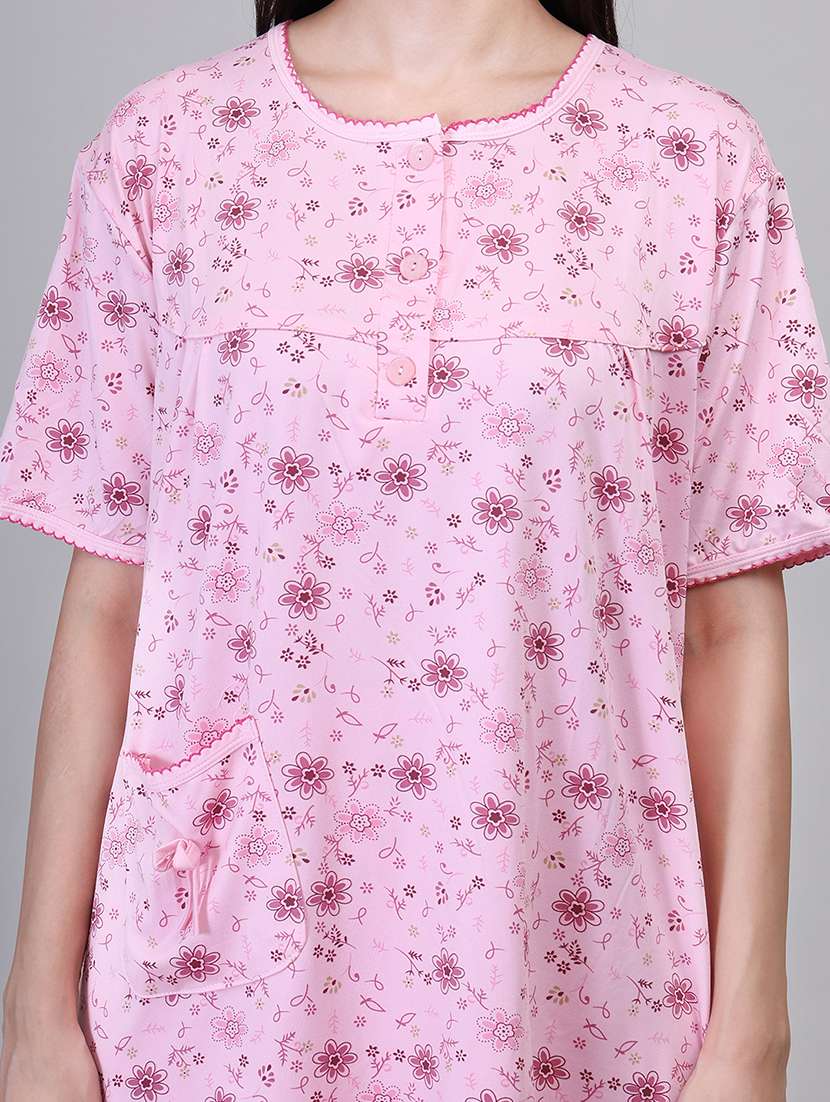 women short sleeve floral printed pyjama nightwear set - 21391965 -  Standard Image - 5