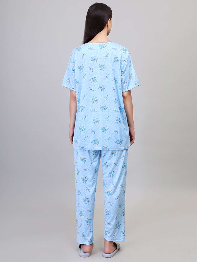 women light blue viscose pyjama set  - 21391966 -  Standard Image - 3