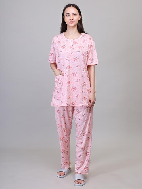women pink viscose pyjama set - 21391967 - Standard Image - 0